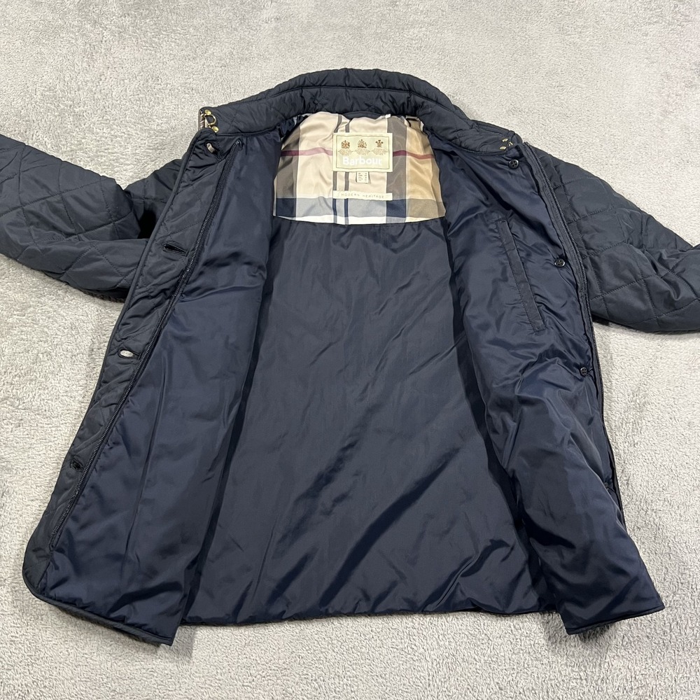 Barbour Forth Quilted Jacket Womens 10 Full Zip Button Up Modern Heritage Blue - Picture 8 of 15